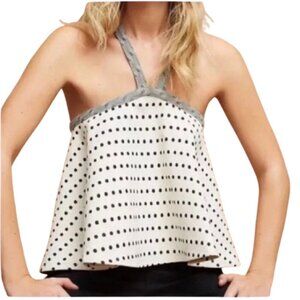 Women's S Anthropologie Postmark Polka Dot Tank Top Tunic Style White Black Gray